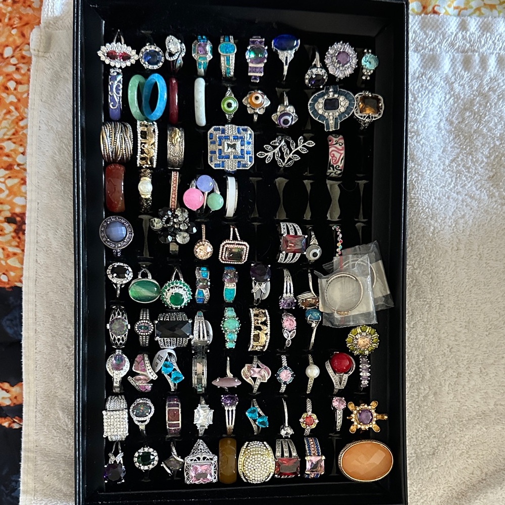 Elegant Multi-Color Gemstone Ring Set